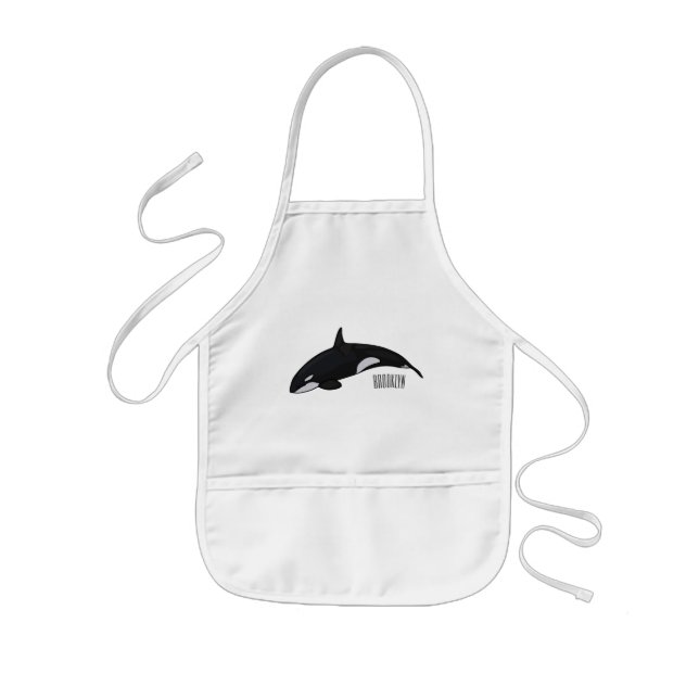 Killer whale cartoon illustration kids apron (Front)