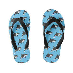 Killer whale cartoon illustration kid's thongs