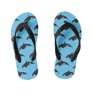 Killer whale cartoon illustration kid's thongs