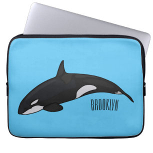Killer whale cartoon illustration laptop sleeve