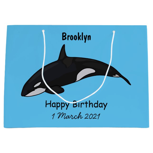 Killer whale cartoon illustration large gift bag (Front)