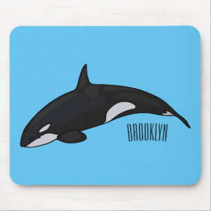 Killer whale cartoon illustration mouse pad