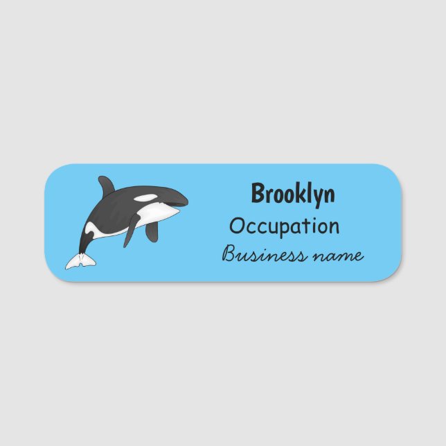 Killer whale cartoon illustration  name tag (Front)
