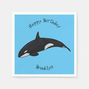 Killer whale cartoon illustration napkin