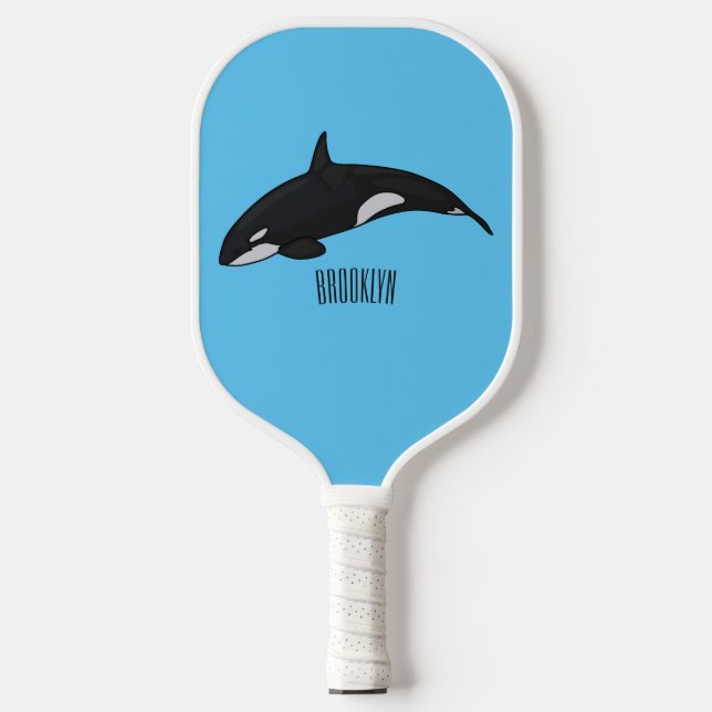 Killer whale cartoon illustration pickleball paddle (Front)