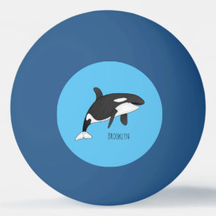 Killer whale cartoon illustration ping pong ball
