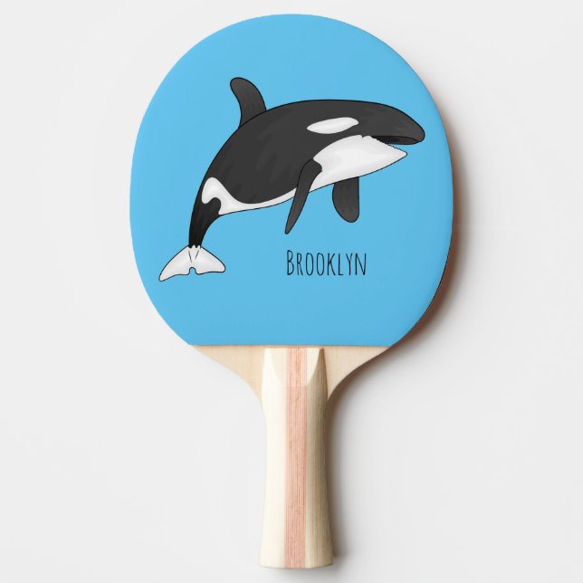 Killer whale cartoon illustration ping pong paddle (Front)