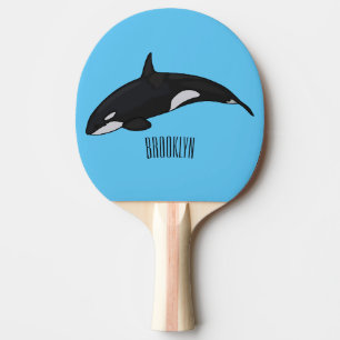 Killer whale cartoon illustration ping pong paddle