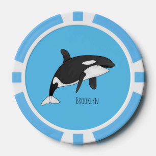 Killer whale cartoon illustration poker chips