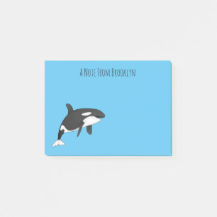 Killer whale cartoon illustration post-it notes