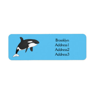 Killer whale cartoon illustration  return address label