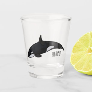 Killer whale cartoon illustration shot glass