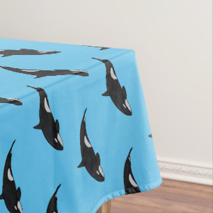 Killer whale cartoon illustration tablecloth