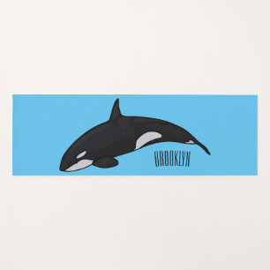 Killer whale cartoon illustration yoga mat