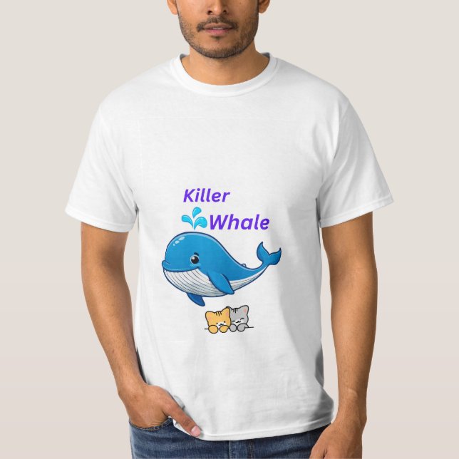 Killer whale & cat lovers design t-shirt (Front)