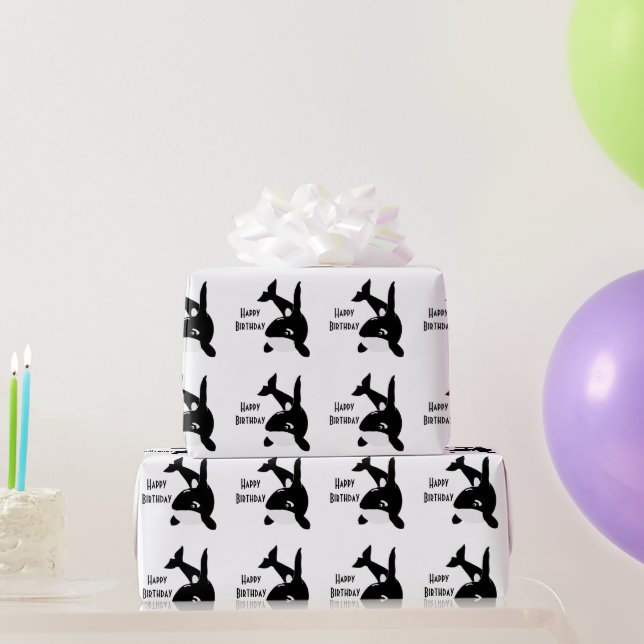 Killer Whale Design Birthday Wrapping Paper (Party Gifts)