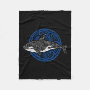 Killer Whale Design Ocean Waves Men Boys Kids Orca Fleece Blanket