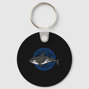 Killer Whale Design Ocean Waves Men Boys Kids Orca Key Ring