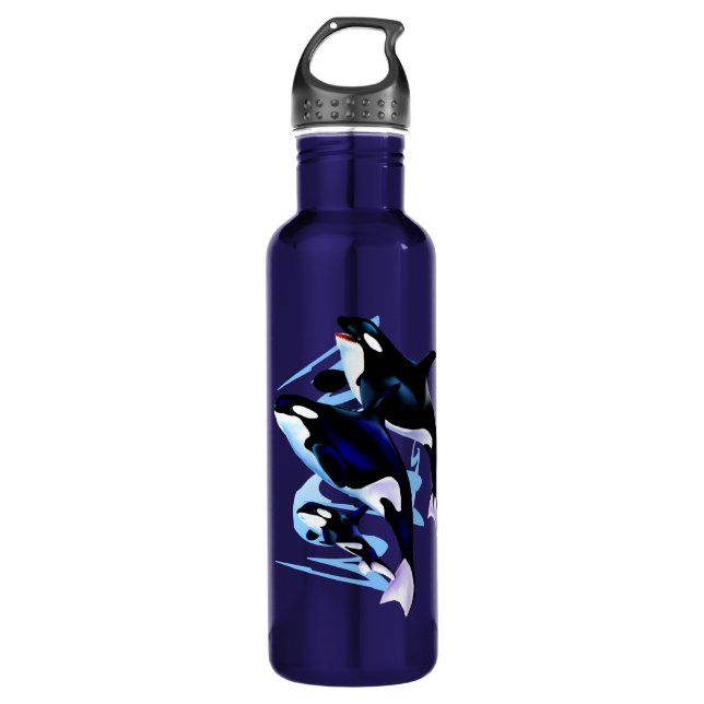 Killer Whale Family 710 Ml Water Bottle (Front)