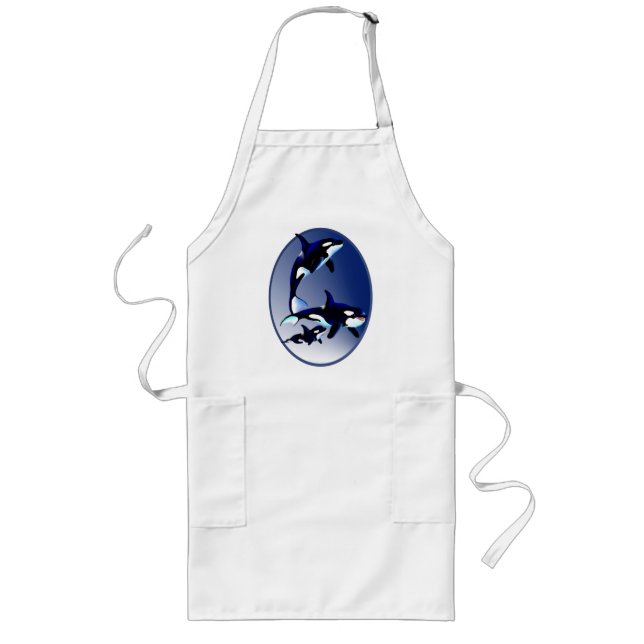 Killer Whale Family Oval Aprons (Front)