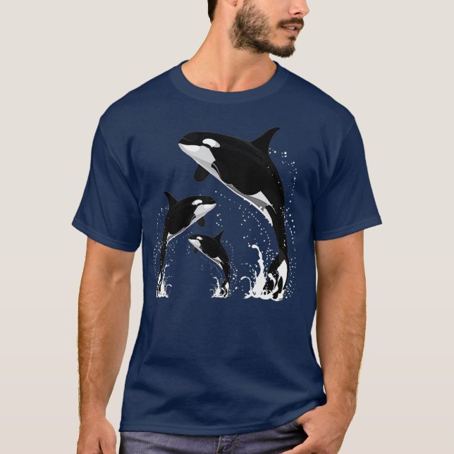 Killer Whale Gifts  Jumping Orca Killer Whales T-Shirt (Front)