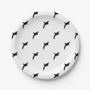Killer whale in black and white paper plate