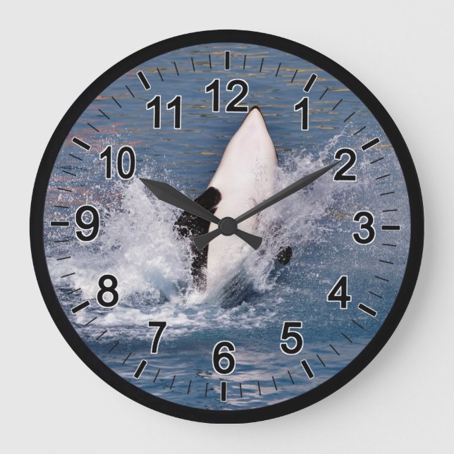 Killer whale jumping out of water large clock (Front)