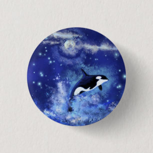 Killer Whale on Full Moon - Art Drawing 3 Cm Round Badge