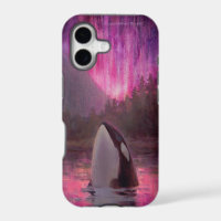 Killer Whale Orca and Pink/Magenta Northern Lights