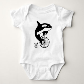 Killer Whale Rider on Penny Farthing Bike Baby Bodysuit