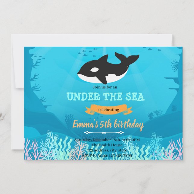 Killer whale under the sea invitation (Front)