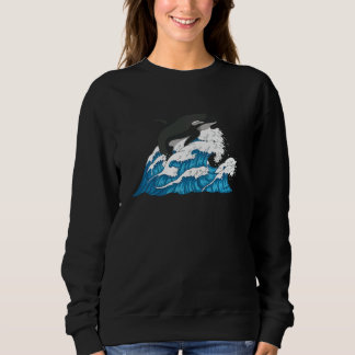 Killer Whale  Waves Ocean Animal Orca Long Sleeve Sweatshirt