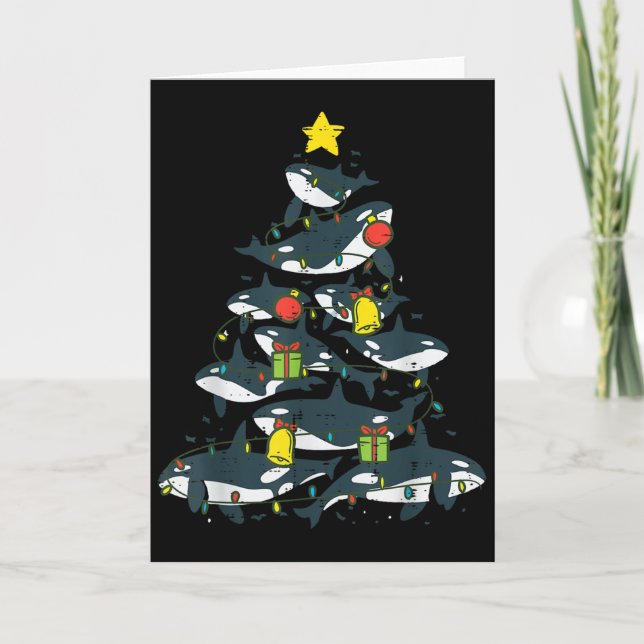 Killer Whales Christmas Tree Xmas Orca Women Men B Card (Front)
