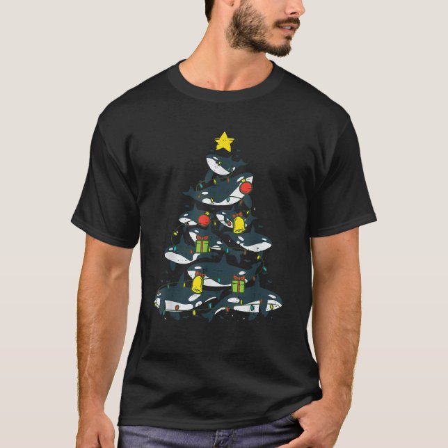 Killer Whales Christmas Tree Xmas Orca Women Men B T-Shirt (Front)