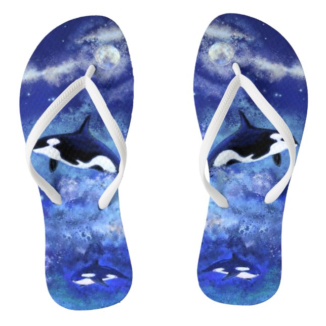 Killer Whales Flip Flops Blue Full Moon (Footbed)