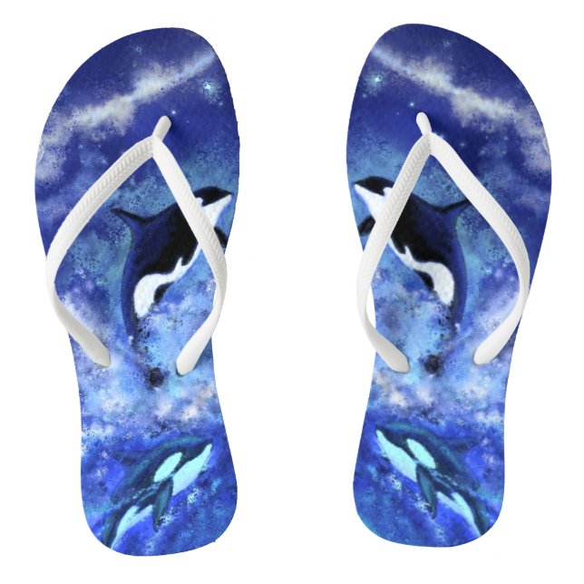 Killer Whales Flip Flops Blue Full Moon (Footbed)