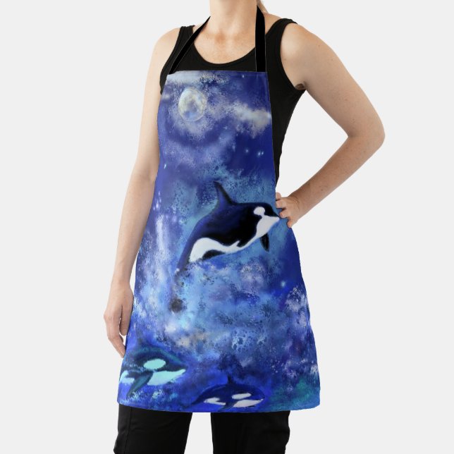 Killer Whales on Full Moon - Art Drawing Apron (Insitu)