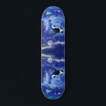 Killer Whales on Full Moon - Art Drawing Blue Skateboard<br><div class="desc">Killer Whales on Full Moon</div>