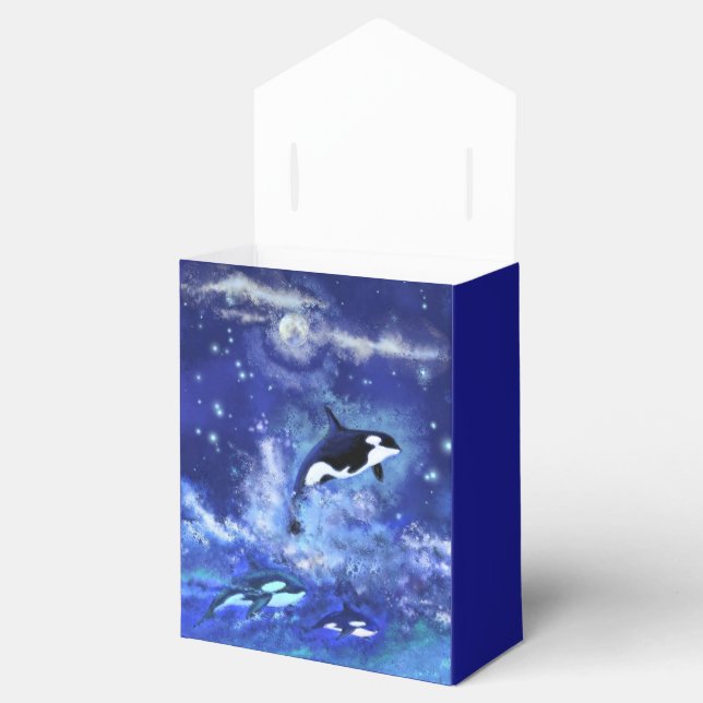 Killer Whales on Full Moon - Art Drawing Favour Box (Opened)