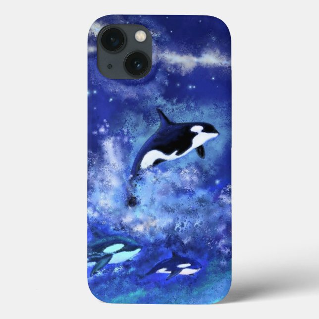 Killer Whales on Full Moon - Drawing Case-Mate iPhone Case (Back)