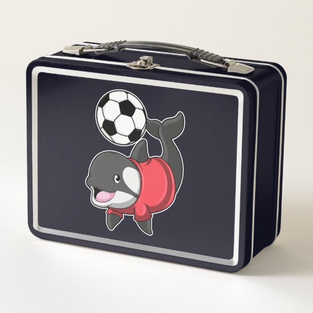 Killerwhale as Soccer player with Soccer Metal Lunch Box (Front)