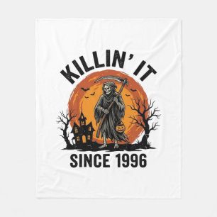 Killing It Since 1996 Vintage Halloween Reaper Des Fleece Blanket