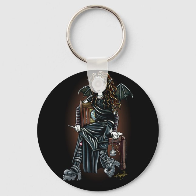 "Killing Time" Gothic School Girl Fairy Keychain (Front)