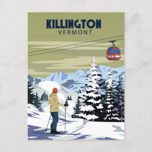 Killington Ski Area Winter Vermont Vintage Postcard