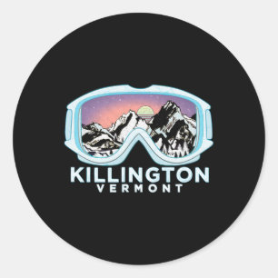 Killington Ski Design Killington, Vt Skiing Snow G Classic Round Sticker