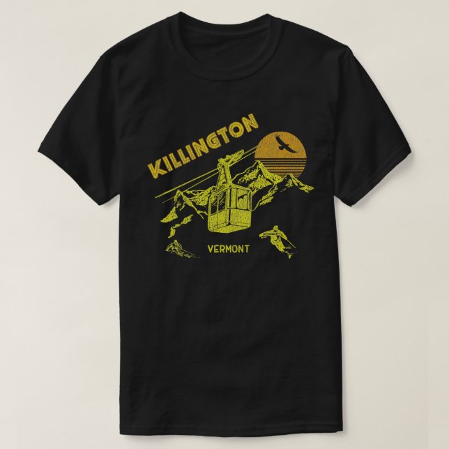 Killington Vermont  Distressed Retro Skiing  T-Shirt (Design Front)