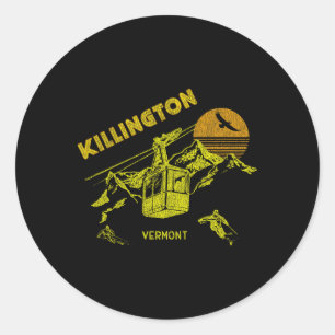 Killington Vermont Distressed Retro Skiing Tee Classic Round Sticker