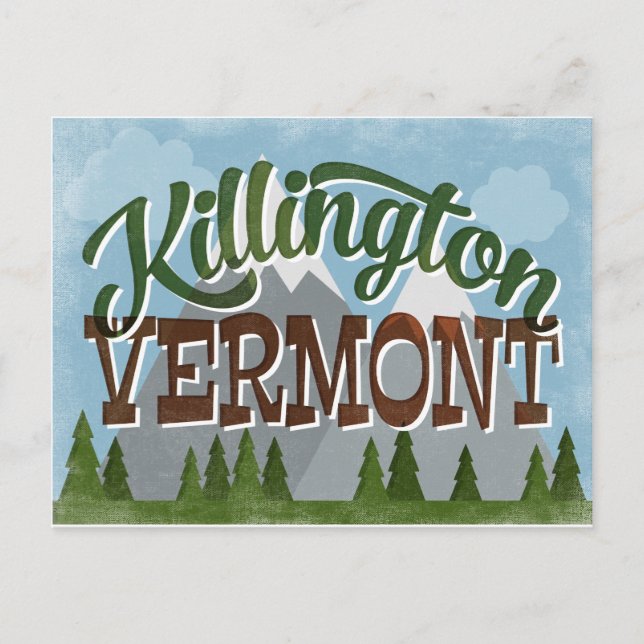 Killington Vermont Fun Retro Snowy Mountains Postcard (Front)