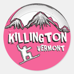 Killington Vermont pink snowboarder stickers