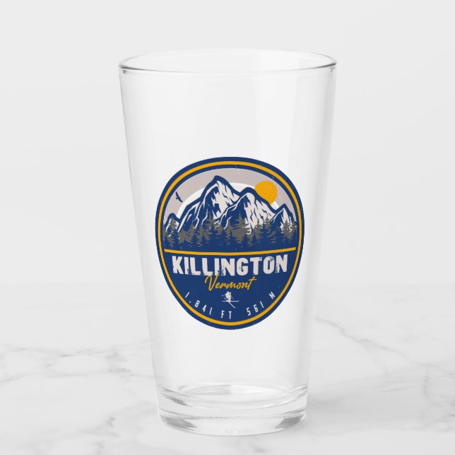 Killington Vermont Retro Sunset Ski Souvenirs 80s Glass (Front)